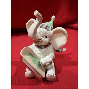 LENOX  Snowy Day Sledding Elephant Figurine W/ CHRISTMAS SLED